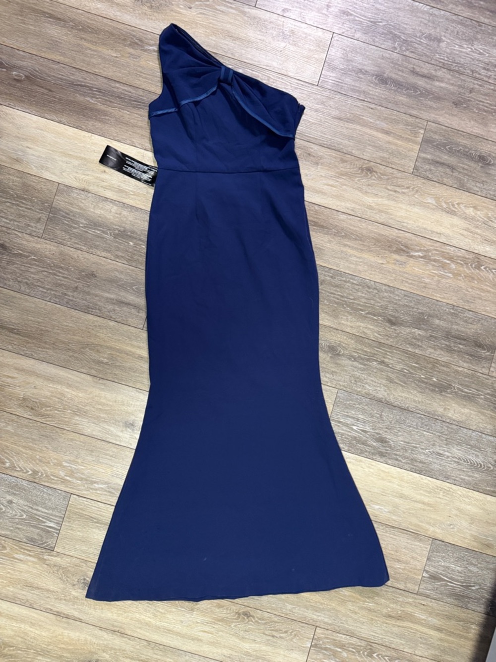 JS Collections One-Shoulder Navy Formal Gown